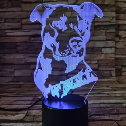 Amerikai bulldog 7 színű 3D led lámpa