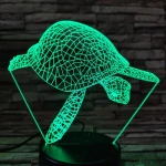 Teknős úszik a tengerben 7 színű 3D led lámpa
