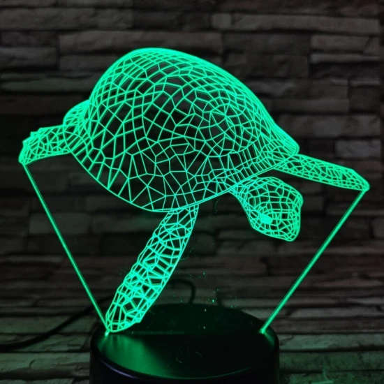 Teknős úszik a tengerben 7 színű 3D led lámpa