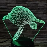 Teknős úszik a tengerben 7 színű 3D led lámpa