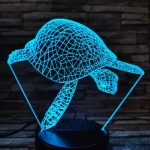Teknős úszik a tengerben 7 színű 3D led lámpa