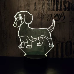 Tacskó kutya 7 színű 3D led lámpa