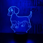 Tacskó kutya 7 színű 3D led lámpa