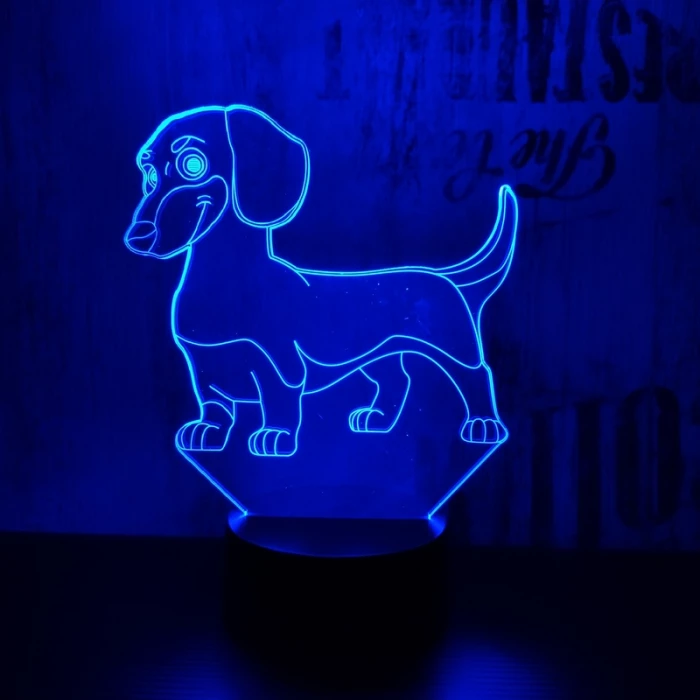 Tacskó kutya 7 színű 3D led lámpa