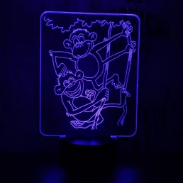 Majmok 7 színű 3D led lámpa