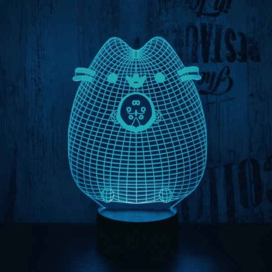Dagadt macska :) 7 színű 3D led lámpa
