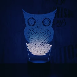 Bagoly 2 7 színű 3D led lámpa
