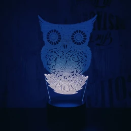 Bagoly 2 7 színű 3D led lámpa