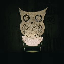 Bagoly 2 7 színű 3D led lámpa