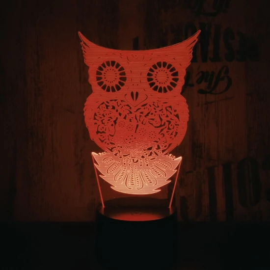 Bagoly 2 7 színű 3D led lámpa