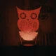 Bagoly 2 7 színű 3D led lámpa