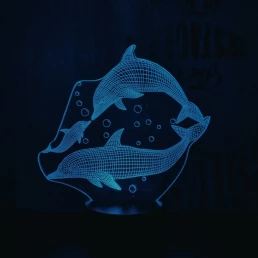 Delfin család 7 színű 3D led lámpa