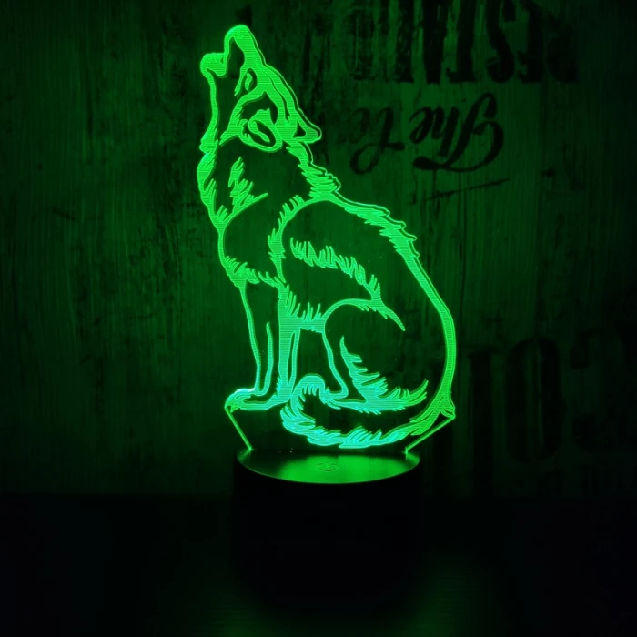 Vonyító farkas 7 színű 3D led lámpa