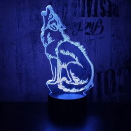 Vonyító farkas 7 színű 3D led lámpa