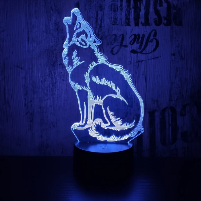 Vonyító farkas 7 színű 3D led lámpa