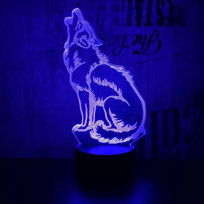 Vonyító farkas 7 színű 3D led lámpa