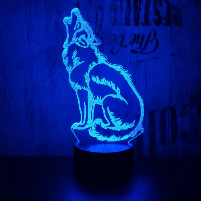 Vonyító farkas 7 színű 3D led lámpa