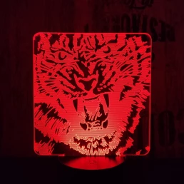 Tigris fej 7 színű 3D led lámpa