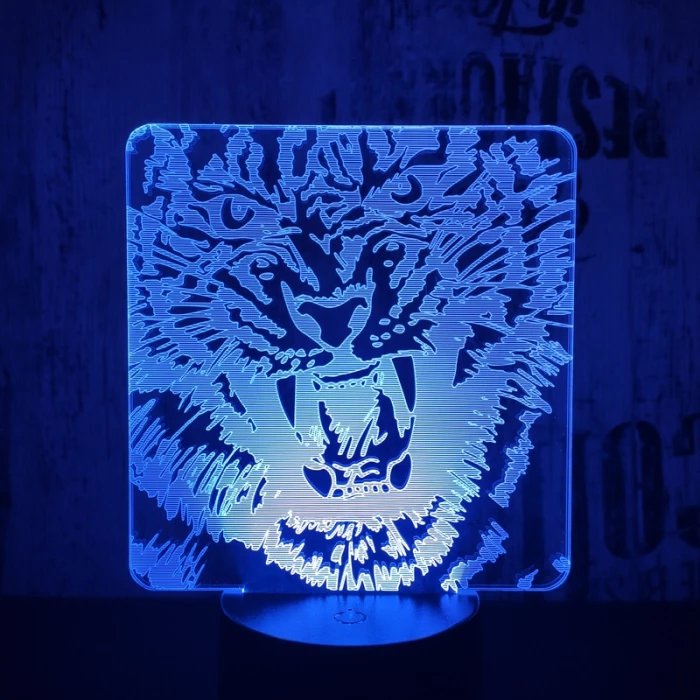 Tigris fej 7 színű 3D led lámpa