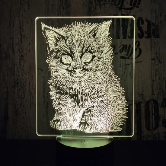 Cica 7 színű 3D led lámpa