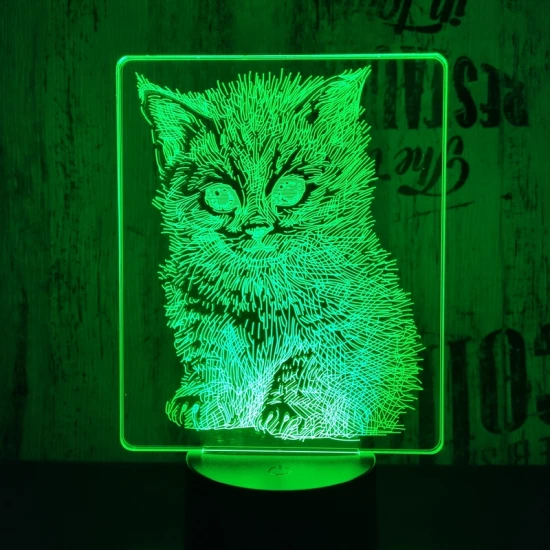 Cica 7 színű 3D led lámpa