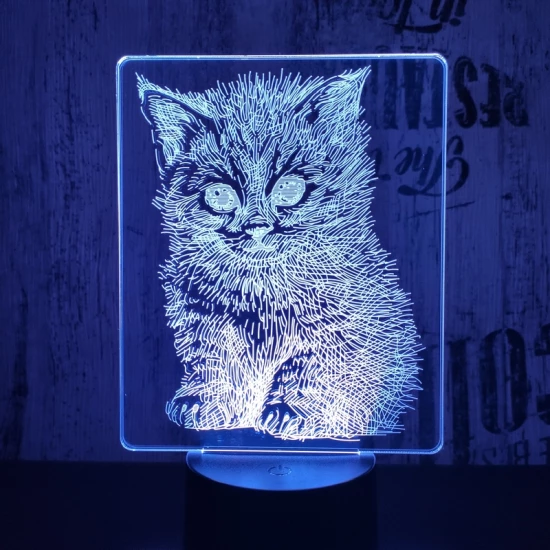 Cica 7 színű 3D led lámpa