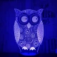 Bagoly 7 színű 3D led lámpa