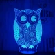 Bagoly 7 színű 3D led lámpa