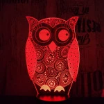 Bagoly 7 színű 3D led lámpa