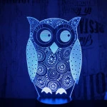 Bagoly 7 színű 3D led lámpa