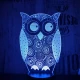 Bagoly 7 színű 3D led lámpa