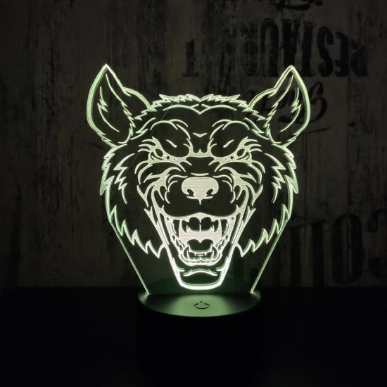 Farkas Fej 2 7 színű 3D led lámpa