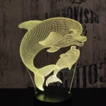 Delfin és kicsinye 7 színű 3D led lámpa