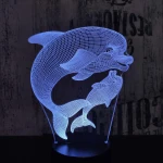 Delfin és kicsinye 7 színű 3D led lámpa