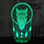 Bagoly Totem 7 színű 3D led lámpa