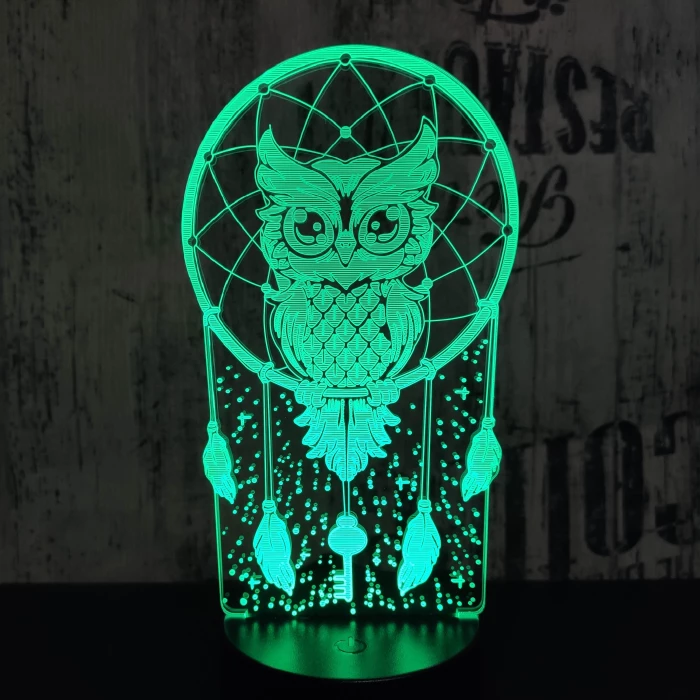 Bagoly Totem 7 színű 3D led lámpa