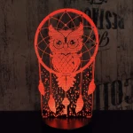 Bagoly Totem 7 színű 3D led lámpa
