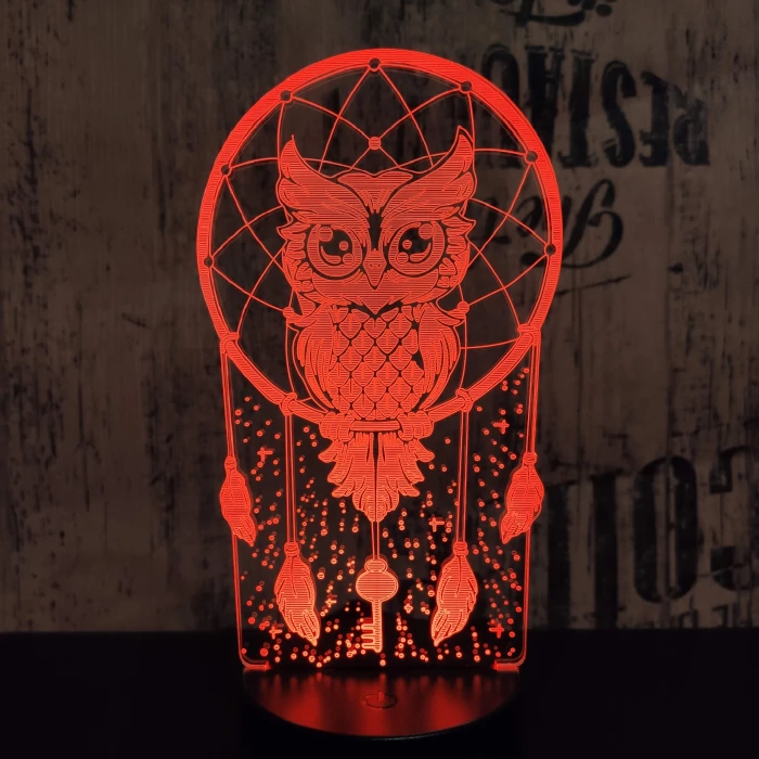 Bagoly Totem 7 színű 3D led lámpa