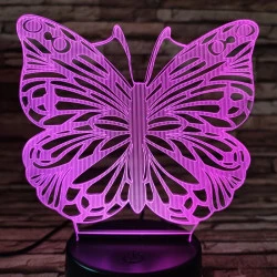 Lepke  7 színű 3D led lámpa