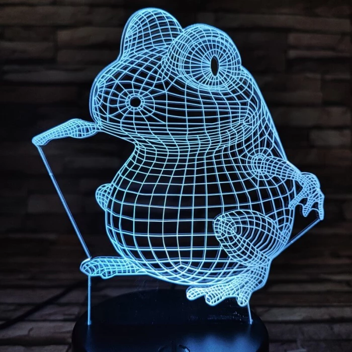 Béka ül 7 színű 3D led lámpa