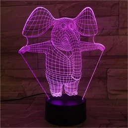 Bébi Elefánt 7 színű 3D led lámpa