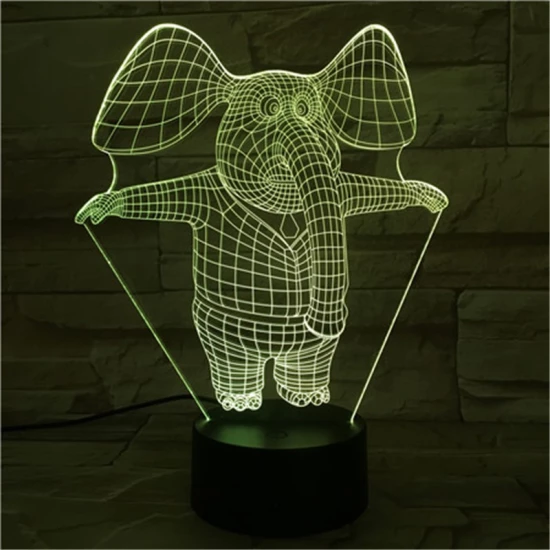 Bébi Elefánt 7 színű 3D led lámpa