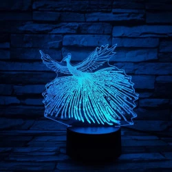 Páva 7 színű 3D led lámpa