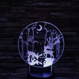 Két szarvas 7 színű 3D led lámpa