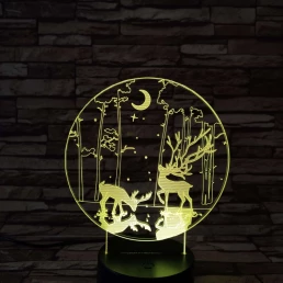 Két szarvas 7 színű 3D led lámpa