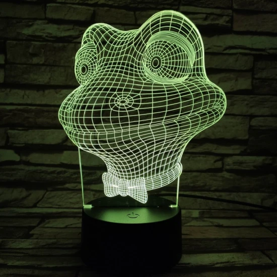 Béka fej 7 színű 3D led lámpa