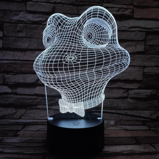 Béka fej 7 színű 3D led lámpa