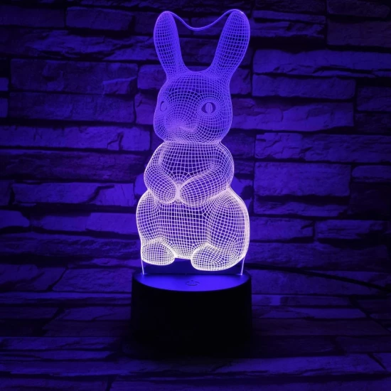 Nyuszi  7 színű 3D led lámpa