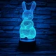 Nyuszi  7 színű 3D led lámpa