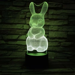 Nyuszi  7 színű 3D led lámpa